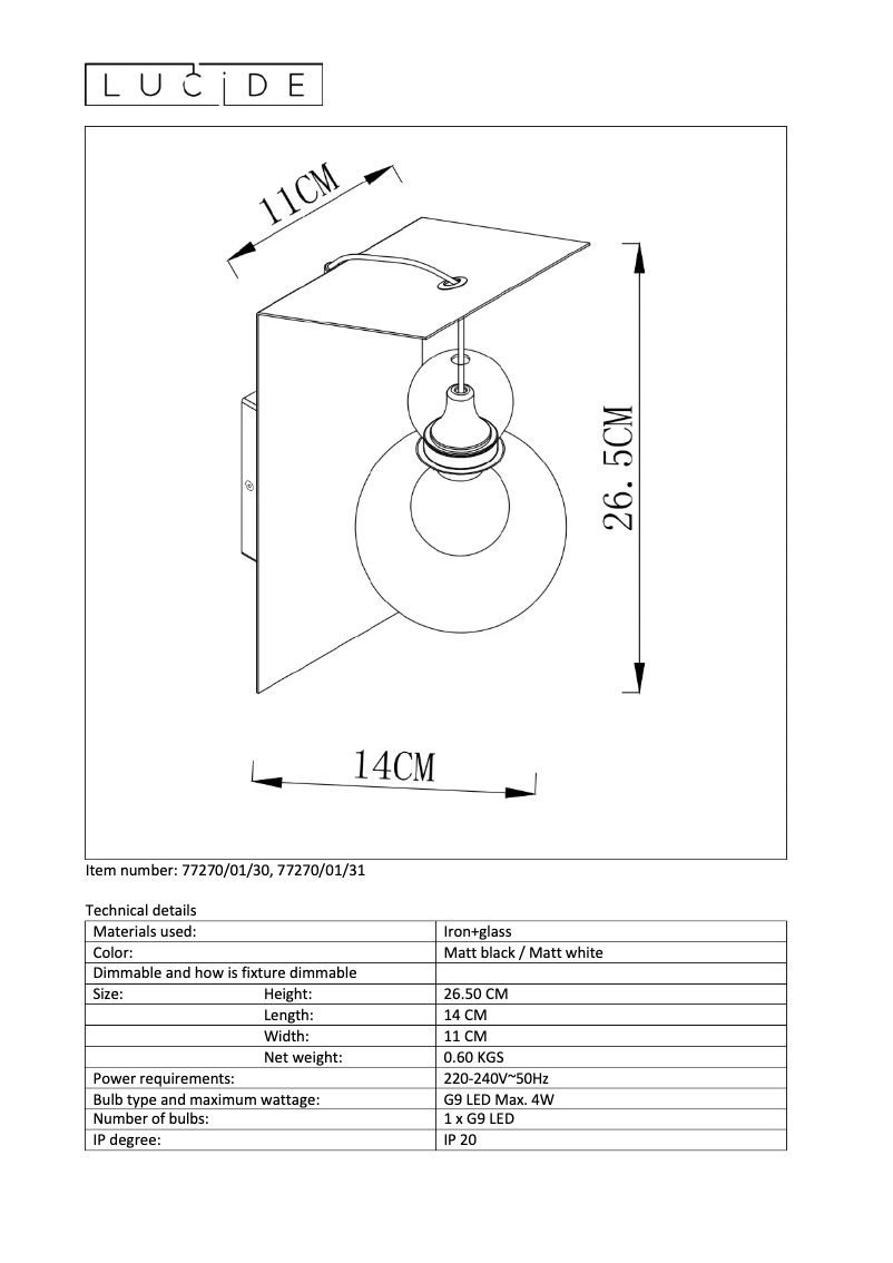 Page 1 de la notice Manuel utilisateur Lucide Mads 77270/01/31