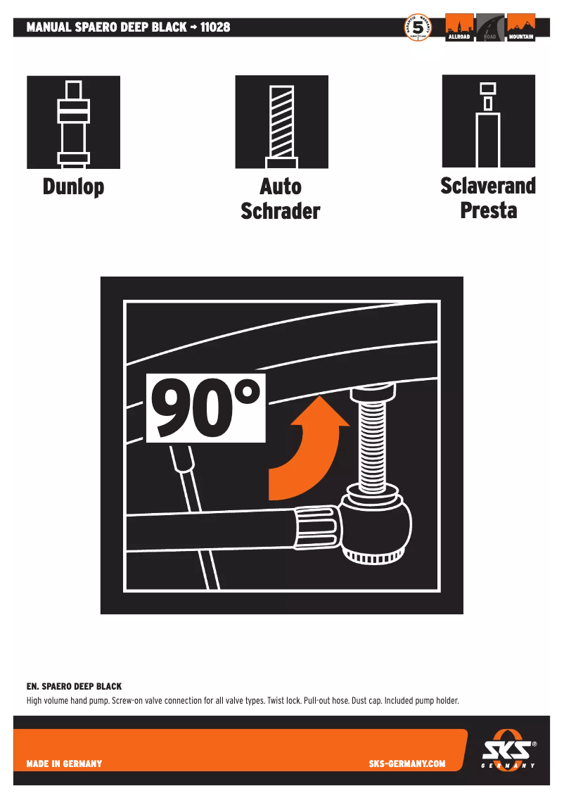 Page 1 de la notice Manuel utilisateur SKS Spaero Deep black