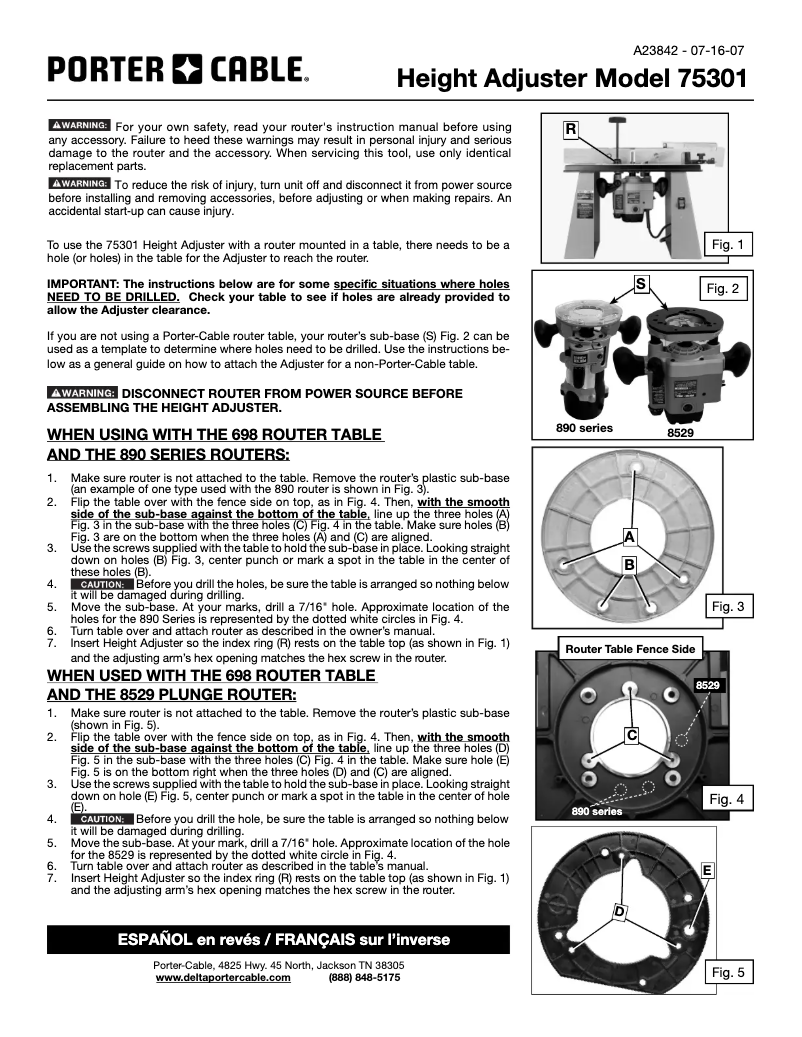 Page n°1 - Manuel utilisateur Porter-Cable 75301