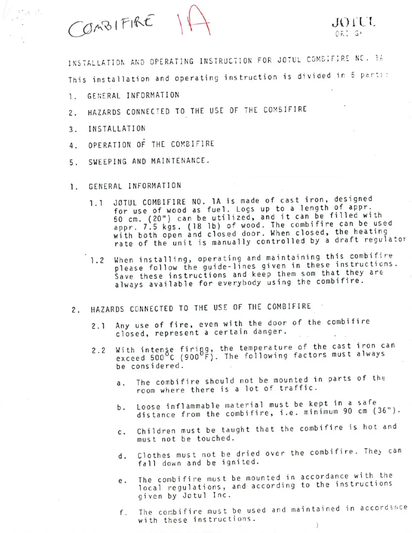 Image de la première page du manuel de l'appareil Combifire 1A