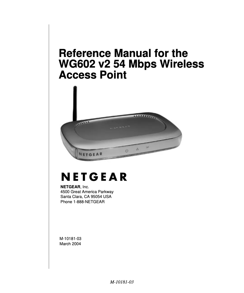 Page n°1 - Manuel utilisateur Netgear WG602v2