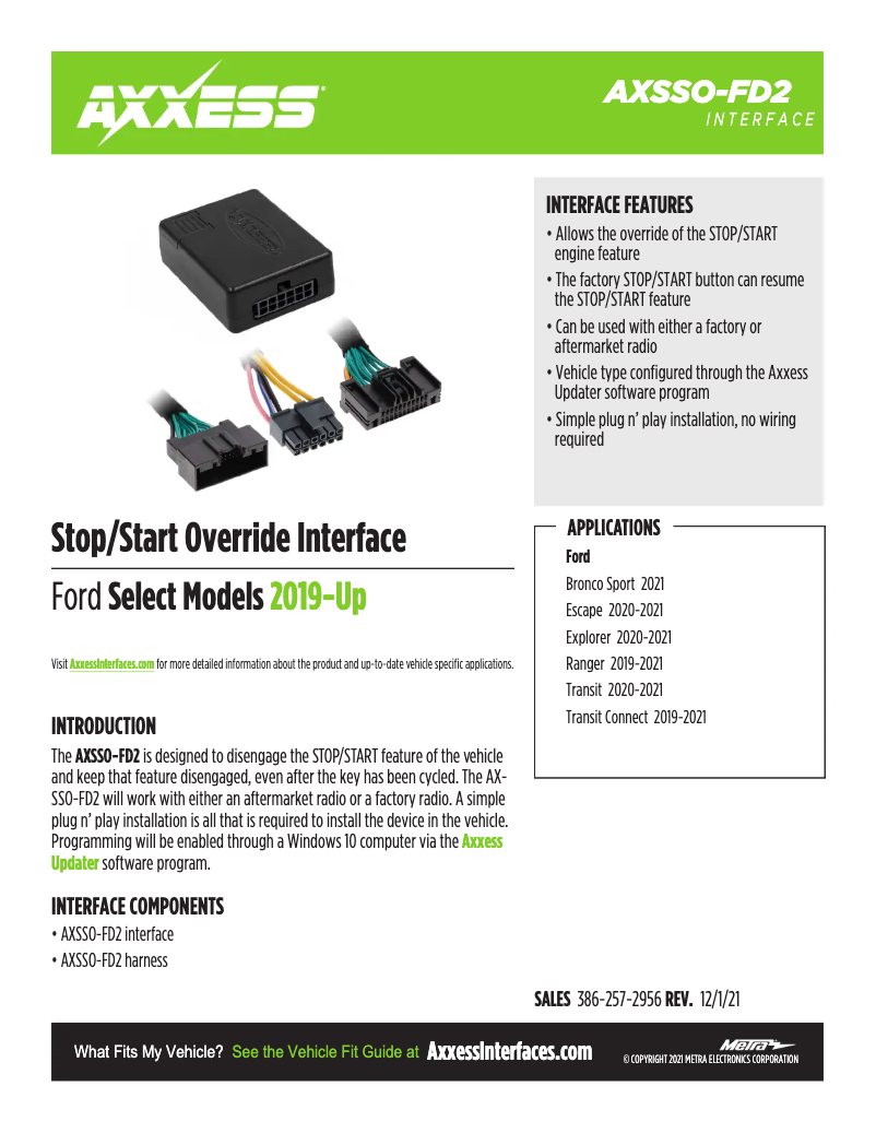 Page 1 de la notice Fiche technique AXESS AXSSO-FD2