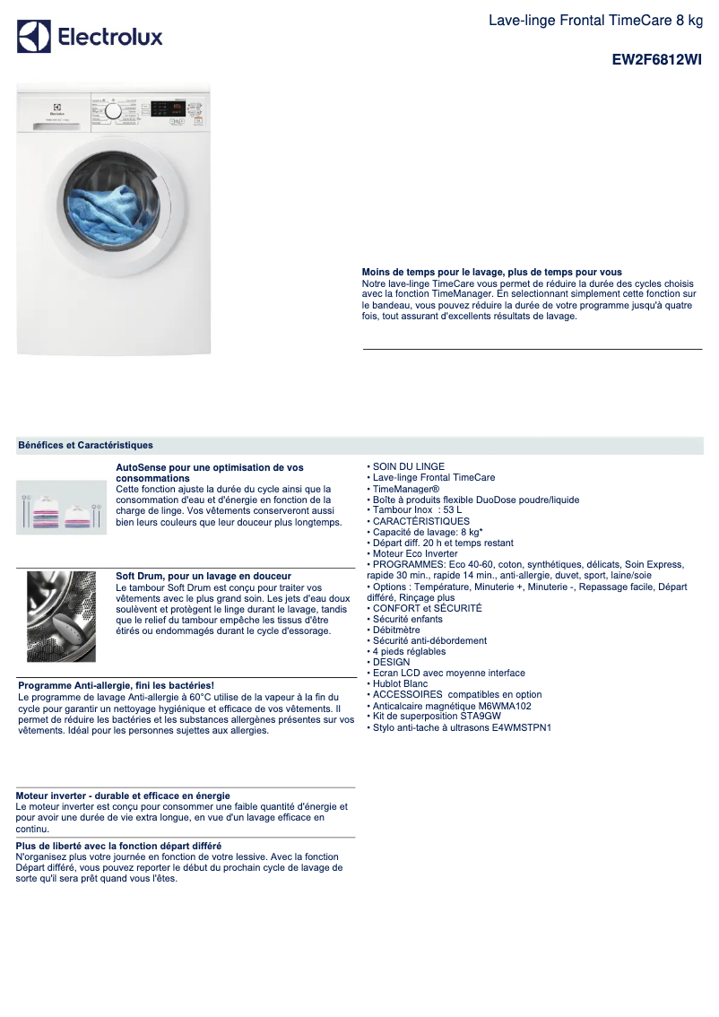 Image de la première page du manuel de l'appareil EW2F6812WI
