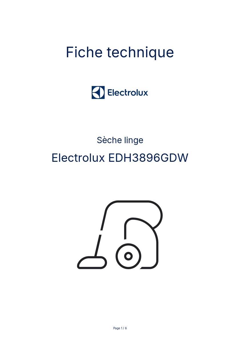 Page n°1 - Fiche technique Electrolux EDH3896GDW