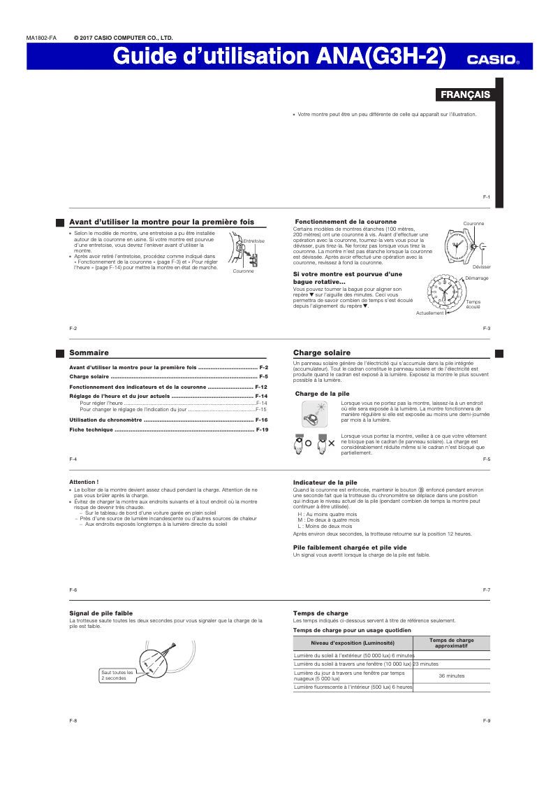 Page n°1 - Manuel utilisateur Casio Edifice EFS-S600