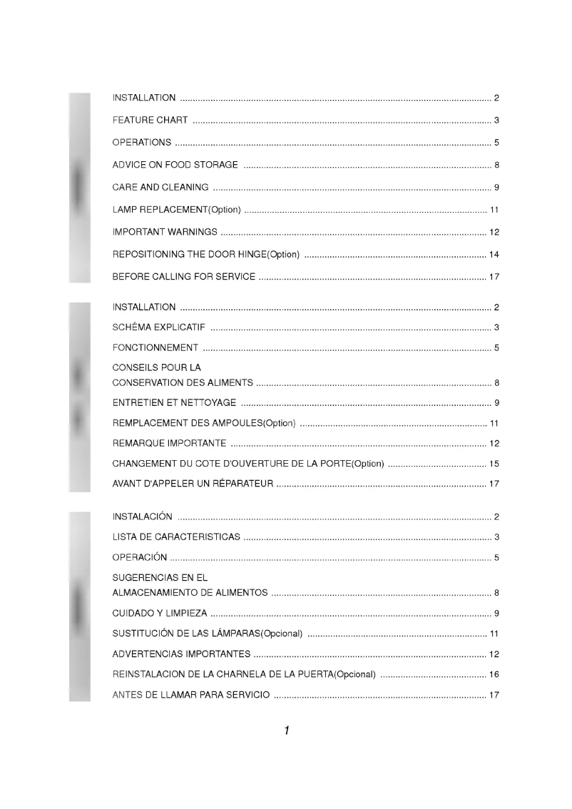 Image de la première page du manuel de l'appareil GR15W11CPF