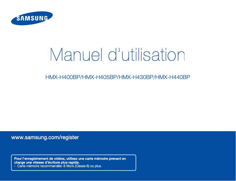 Page 1 de la notice Manuel utilisateur Samsung HMX-H400BP