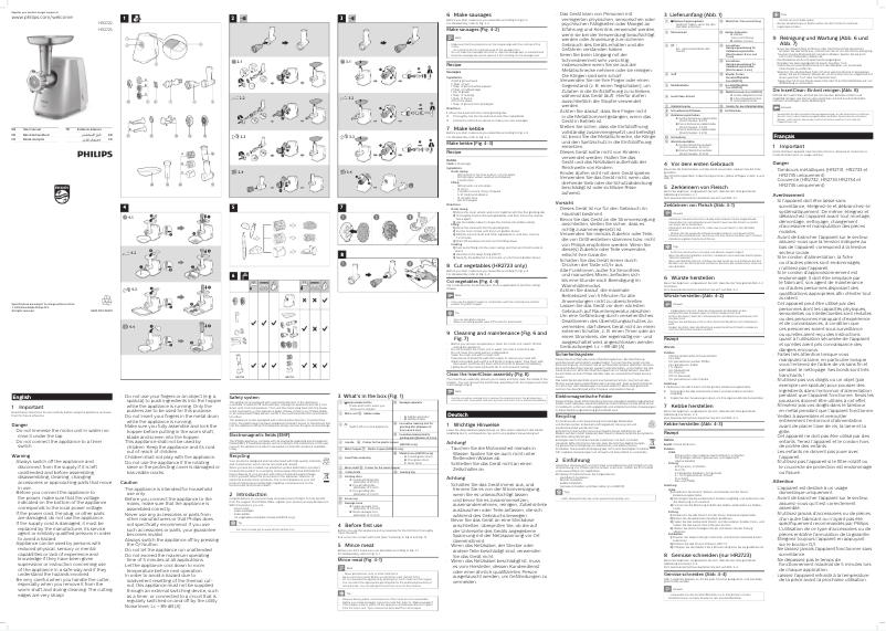 Page 1 de la notice Manuel utilisateur Philips Viva Collection HR2723