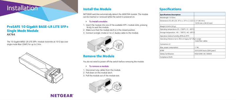 Image de la première page du manuel de l'appareil ProSafe AXM764
