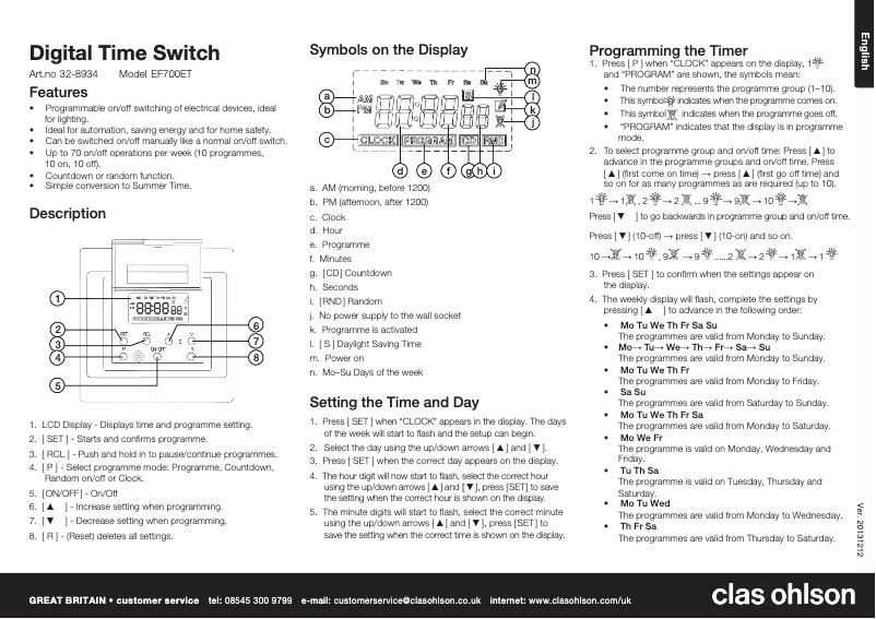Image de la première page du manuel de l'appareil EF700ET - 32-8934