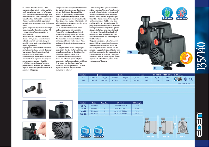Page 1 de la notice Manuel utilisateur Eden 140