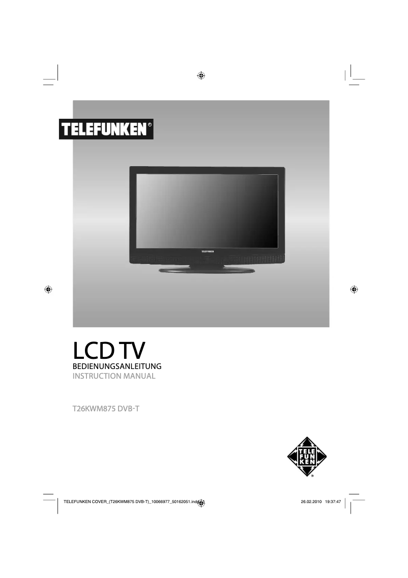 Page n°1 - Manuel utilisateur Telefunken T26KWM875 DVB-T