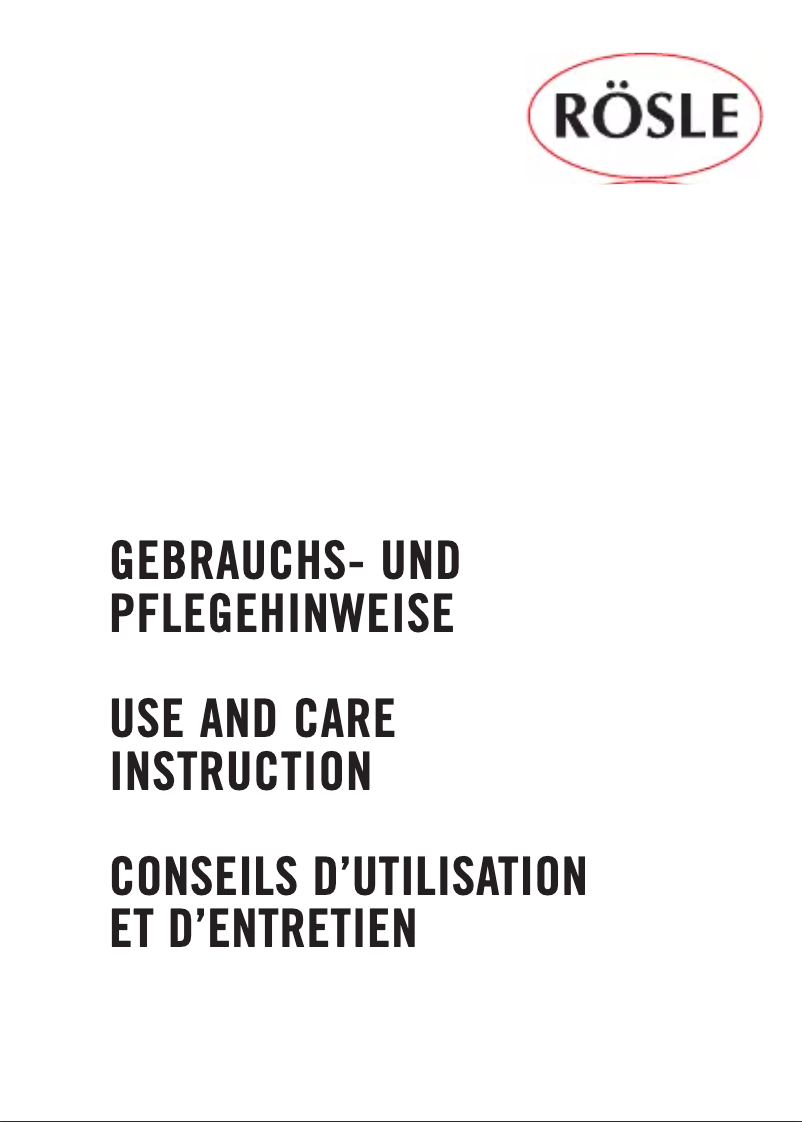 Page 1 de la notice Manuel utilisateur Rösle 26428