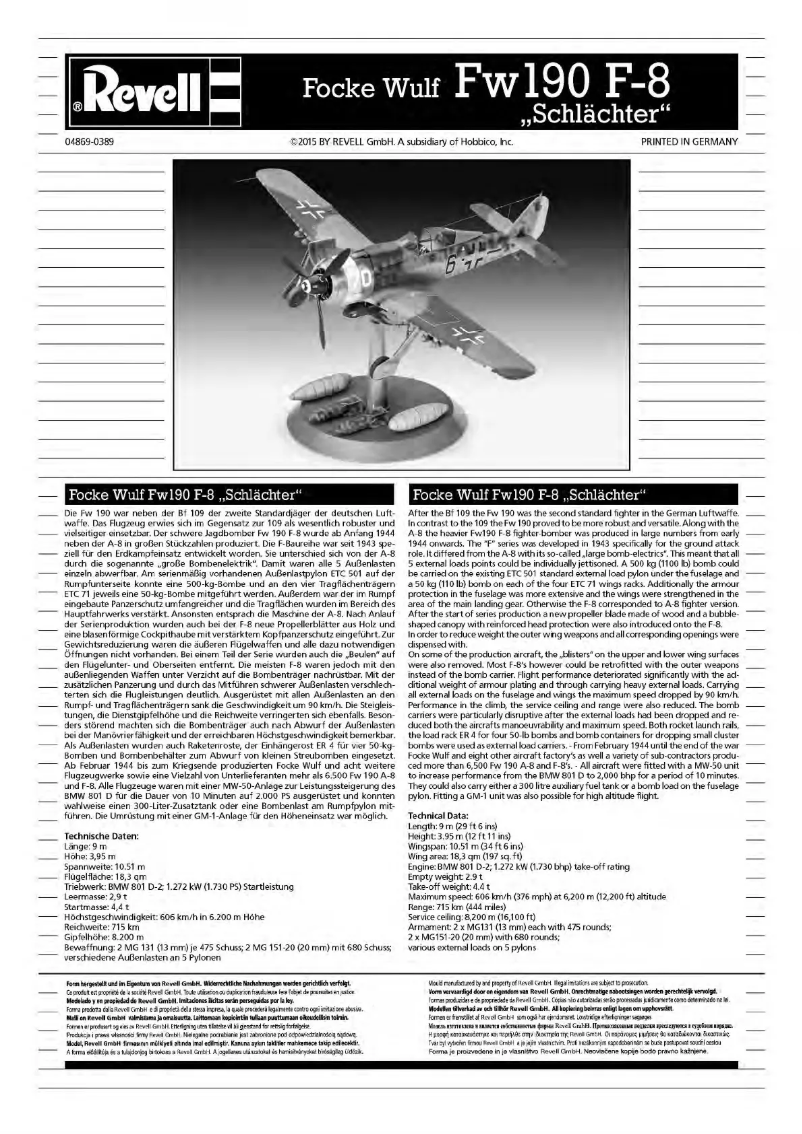 Page n°1 - Manuel utilisateur Revell Focke Wulf Fw190 F-8