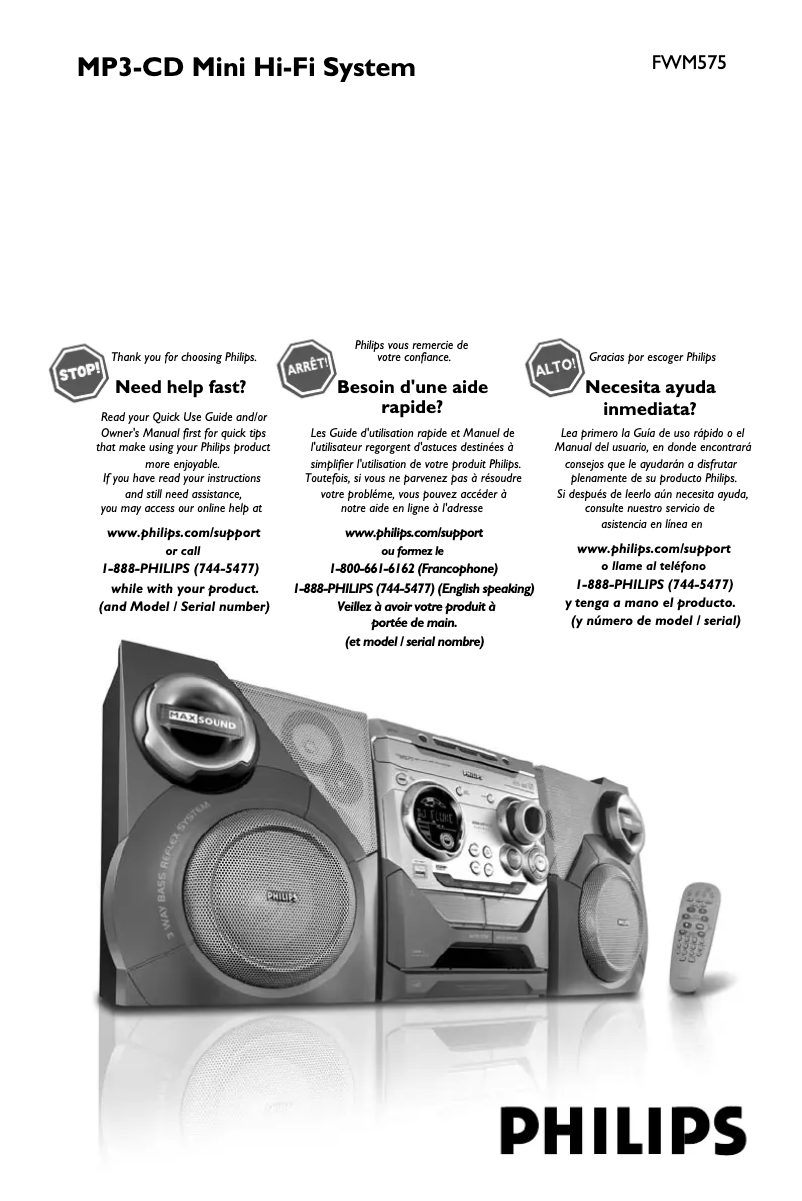Page n°1 - Manuel utilisateur Philips FWM575