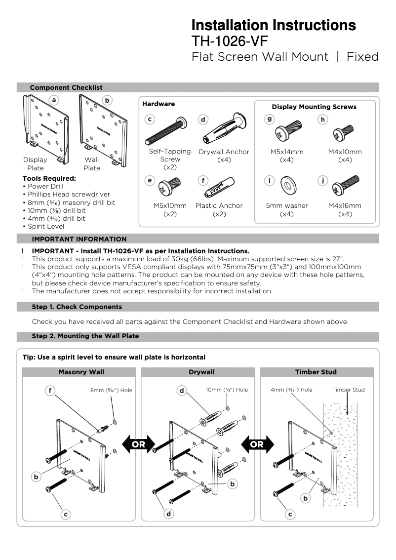 Page n°1 - Manuel utilisateur Atdec TH-1026-VF