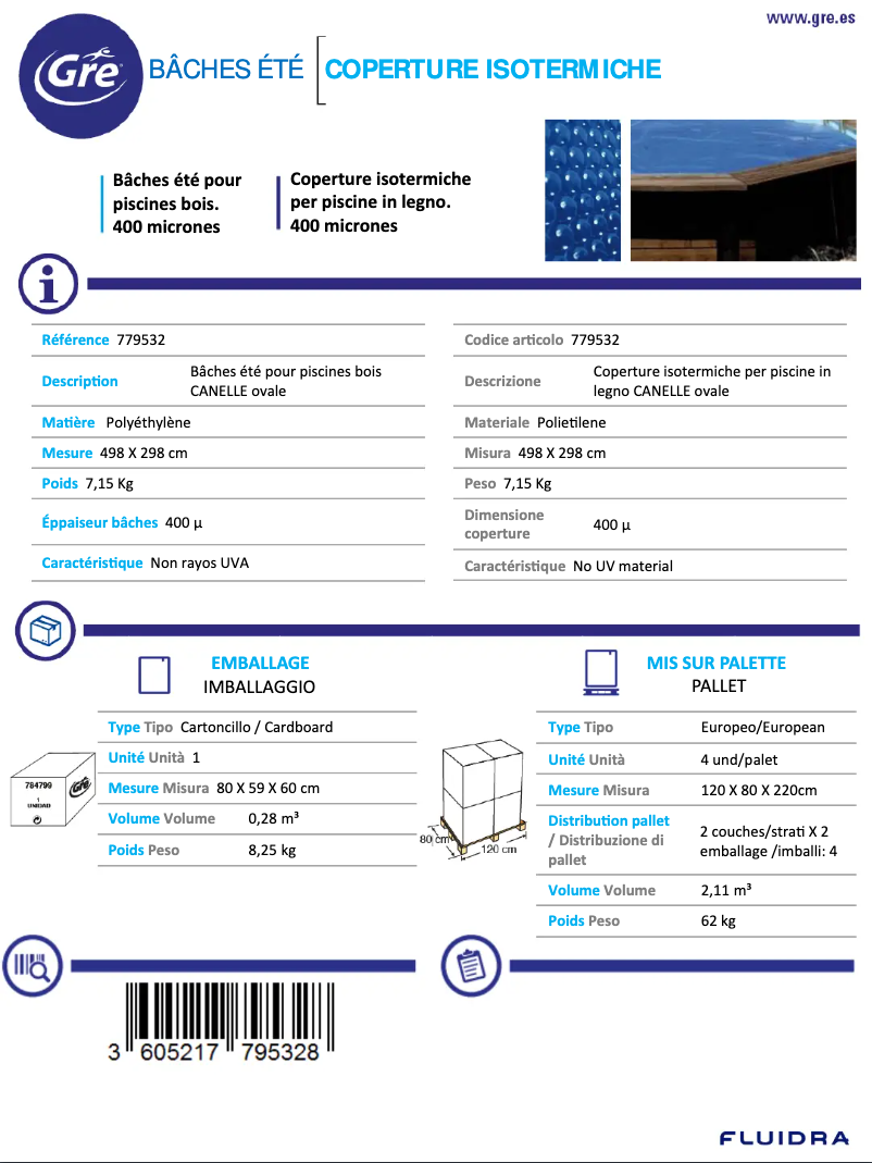 Page 1 de la notice Manuel utilisateur Gre 779532