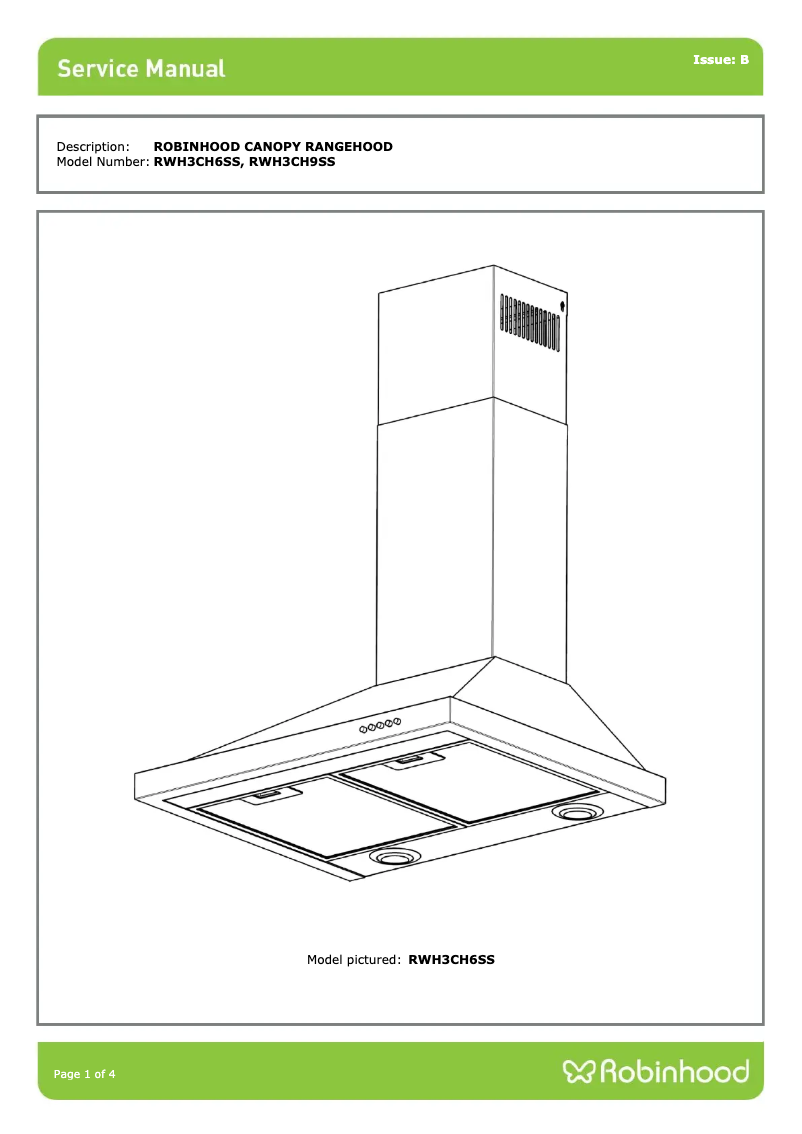 Page 1 de la notice Fiche technique Robinhood RWH3CH6SS