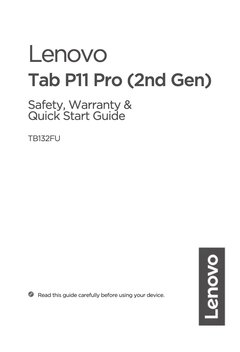 Página 1 del manual Guía de inicio rápido Lenovo Tab P11 Pro (2nd Gen)