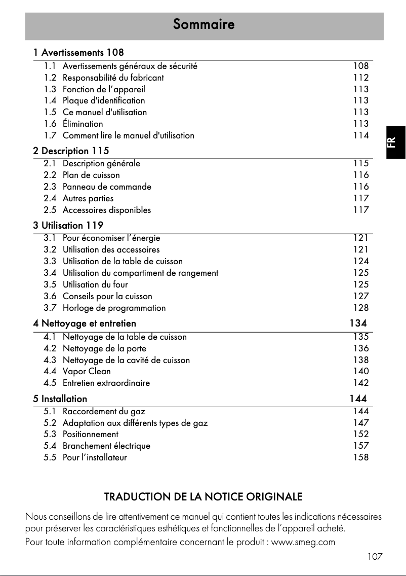 Page 1 de la notice Mode d'emploi Smeg BG91X9