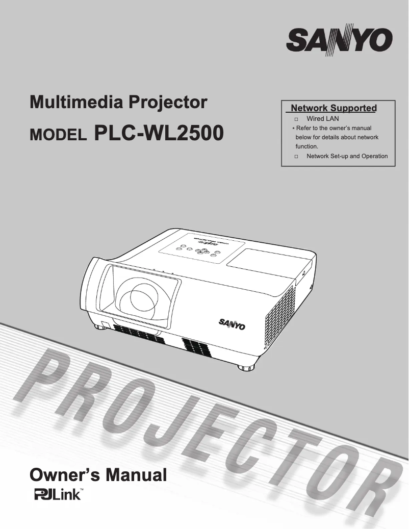 Page n°1 - Manuel utilisateur Sanyo PLC-WL2500