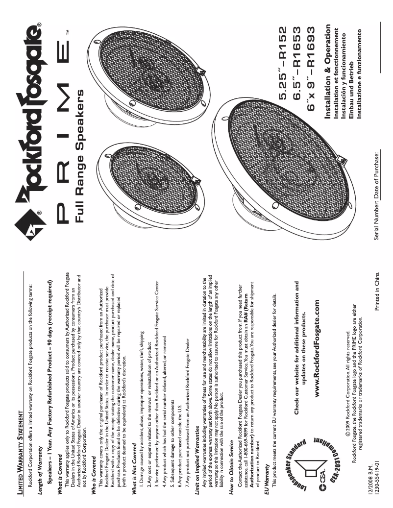 Image de la première page du manuel de l'appareil Prime R1653