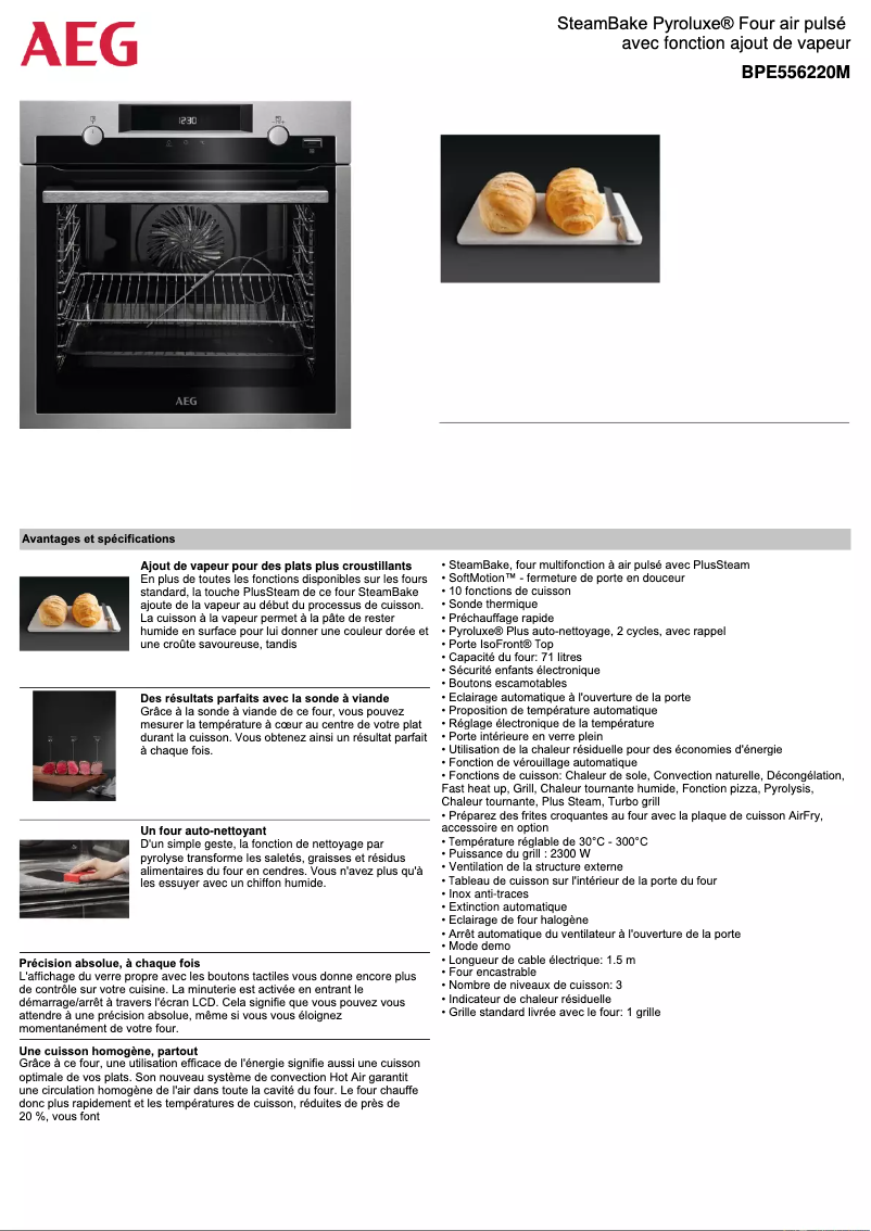 Page n°1 - Fiche technique AEG BPE556220M