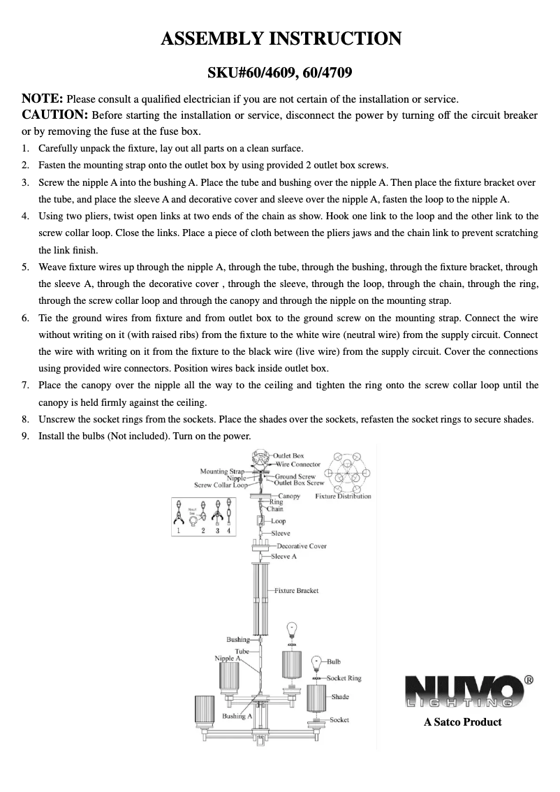 Page n°1 - Manuel utilisateur NUVO Wright 60/4709