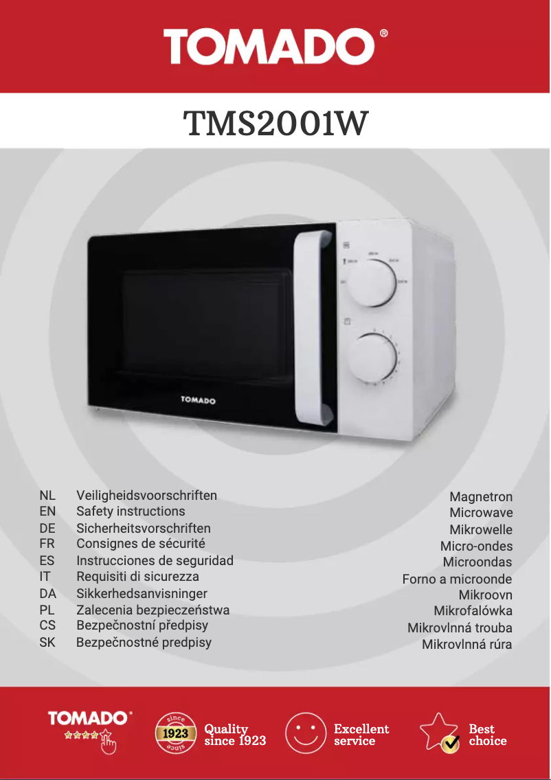 Image de la première page du manuel de l'appareil TMS2001W