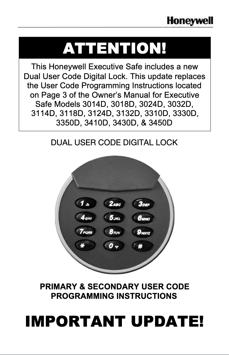 Page 1 of the manual User Manual Honeywell 3350D