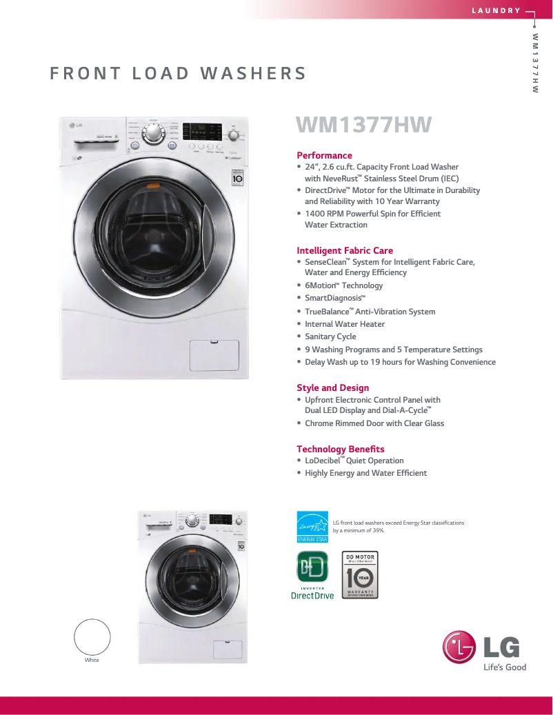 Image de la première page du manuel de l'appareil WM1377HW