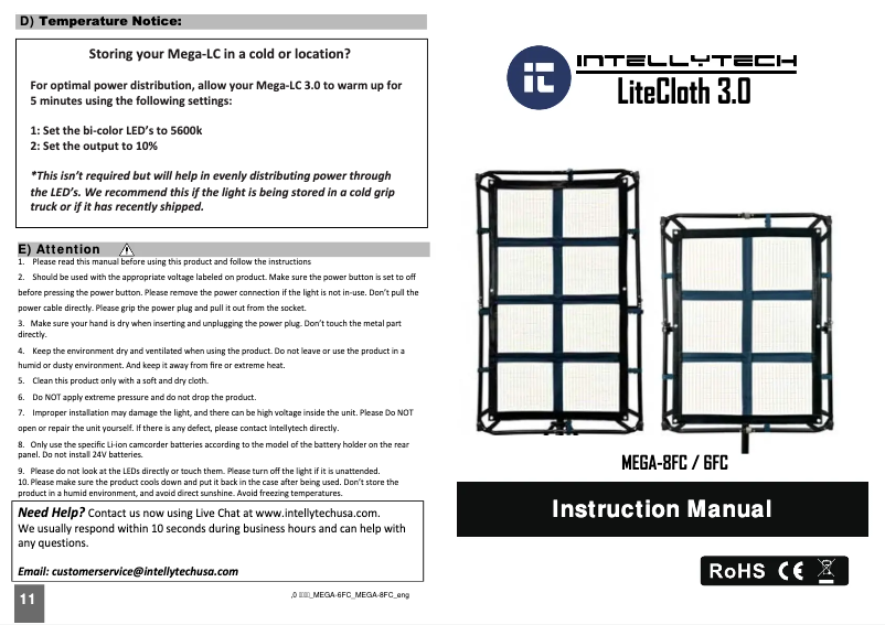Page n°1 - Manuel utilisateur Intellytech LiteCloth Mega-6FC