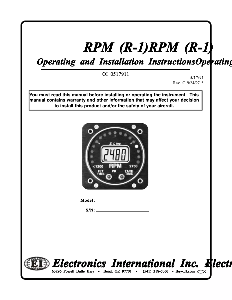 Page 1 de la notice Manuel utilisateur Electronics International R-1