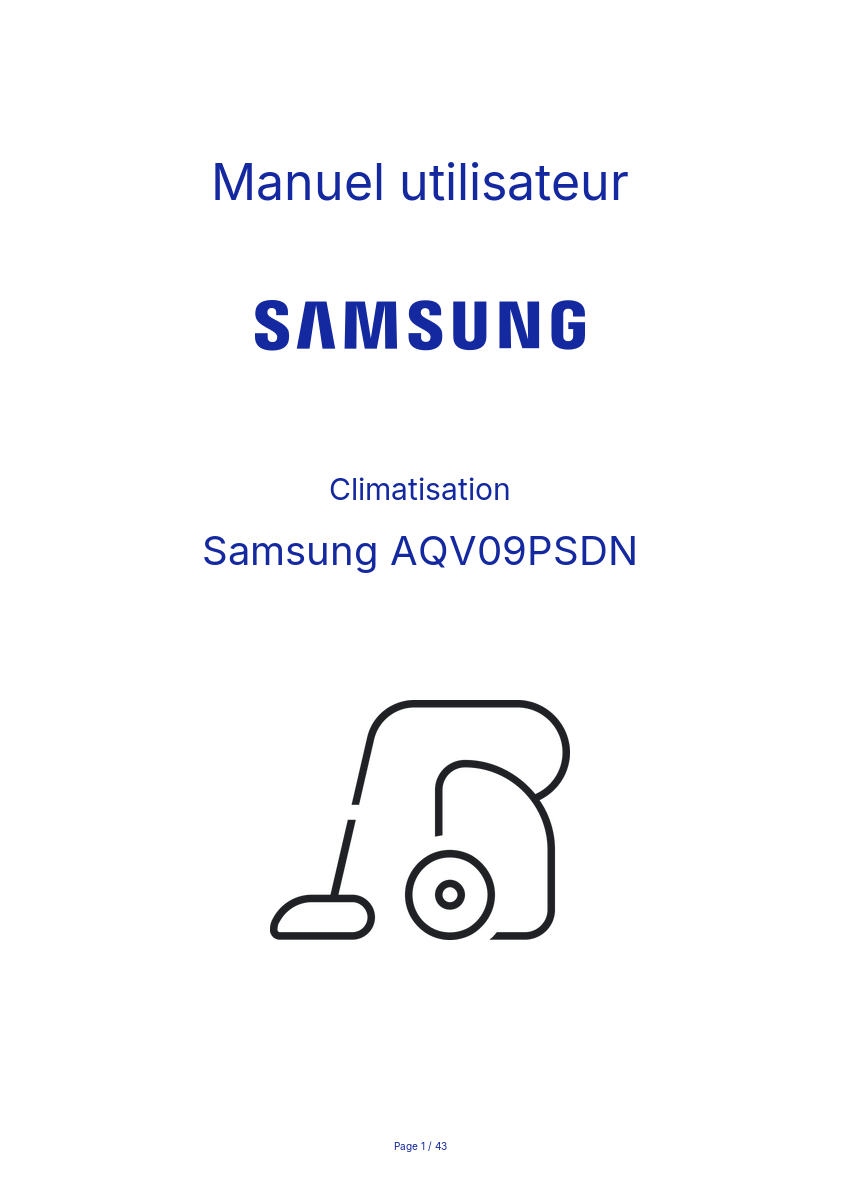 Page n°1 - Manuel utilisateur Samsung AQV09PSDN