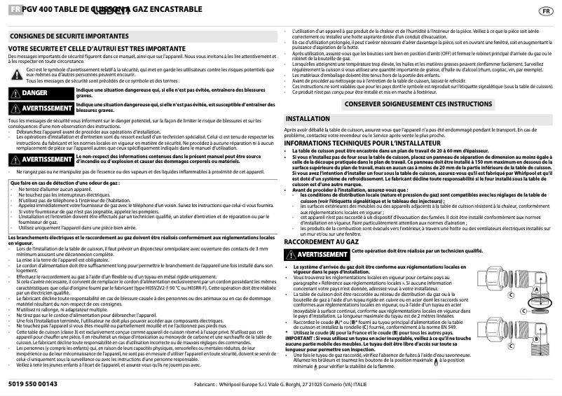 Page 1 de la notice Manuel utilisateur Laden PGV400TR