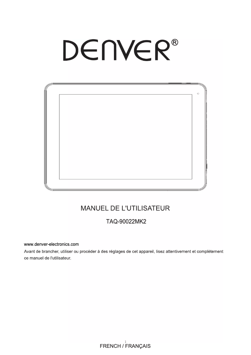 Page n°1 - Manuel utilisateur Denver TAQ-90022MK2