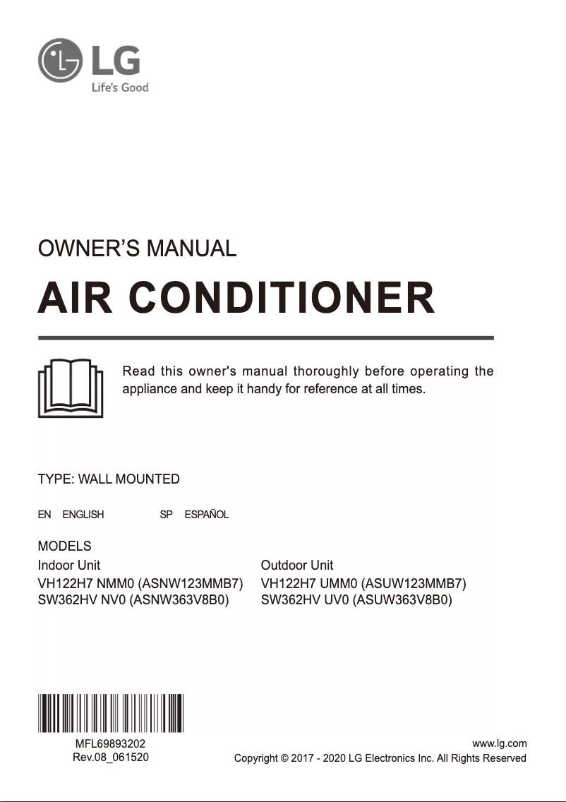 Imagen de la primera página del manual del dispositivo VH122H7
