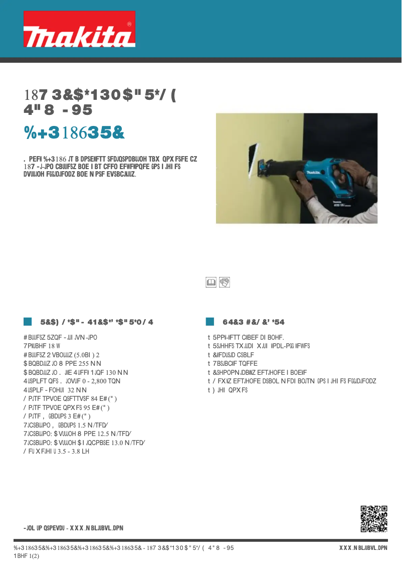 Page n°1 - Fiche technique Makita DJR186