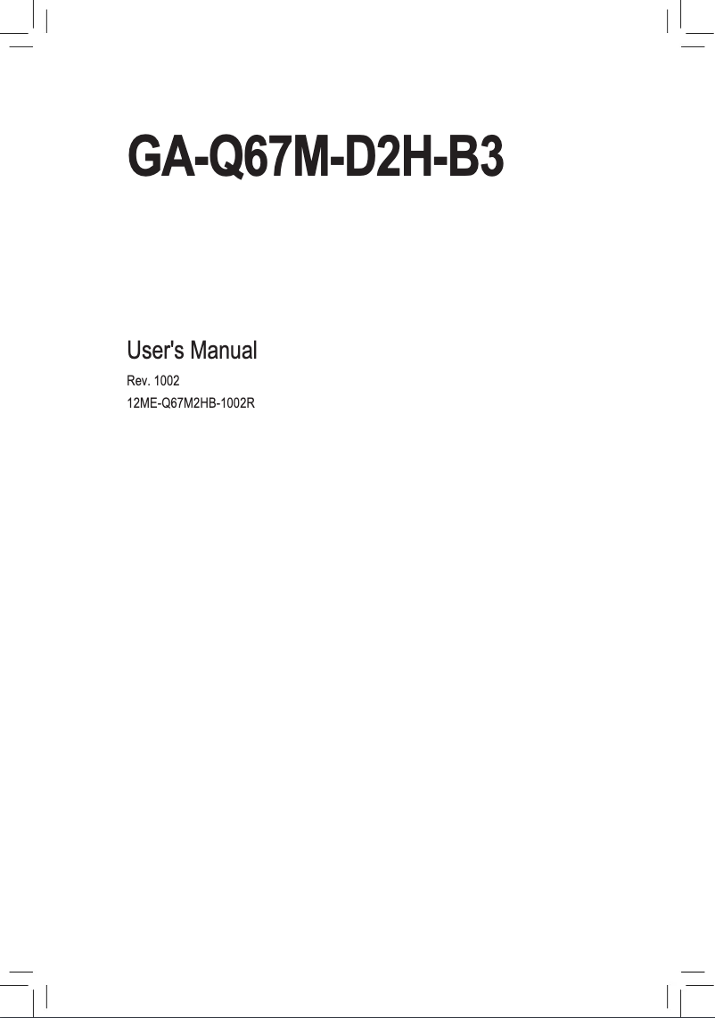 Page 1 de la notice Manuel utilisateur Gigabyte GA-Q67M-D2H-B3