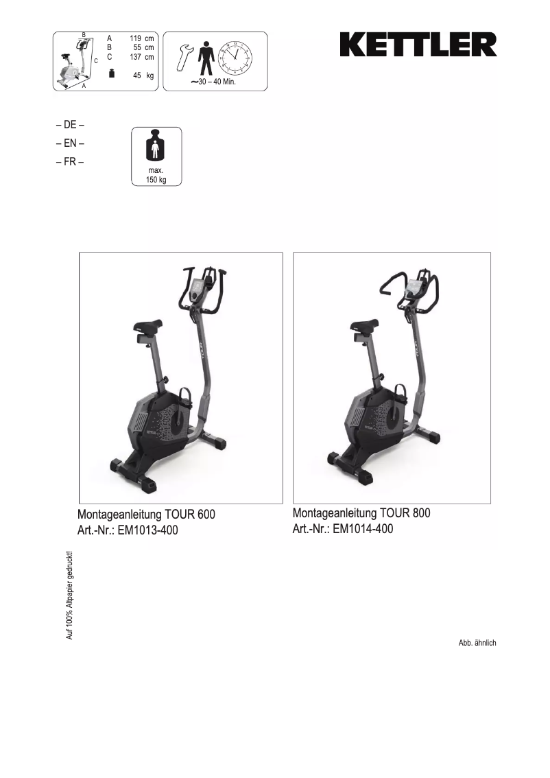 Image de la première page du manuel de l'appareil Tour 600