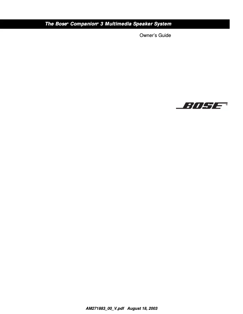 Page 1 of the manual User Manual Bose Companion 3