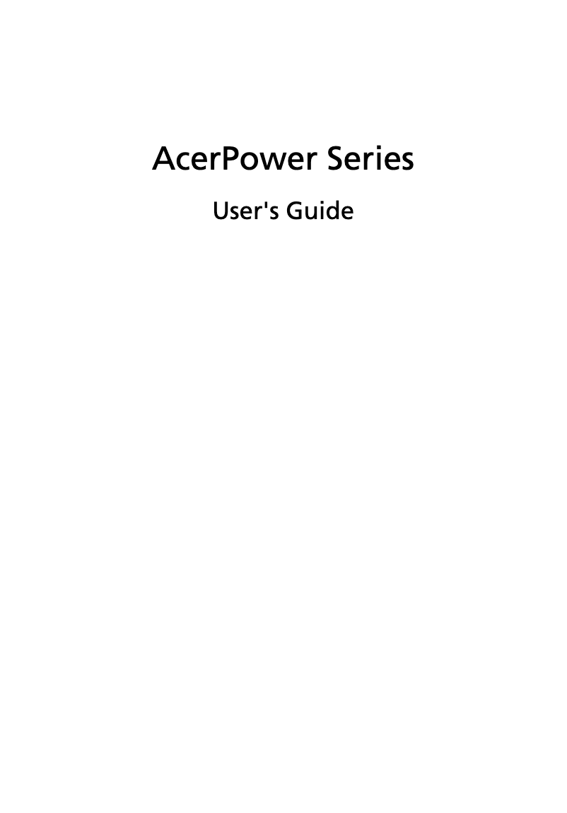 Page n°1 - Manuel utilisateur Acer Power 2000
