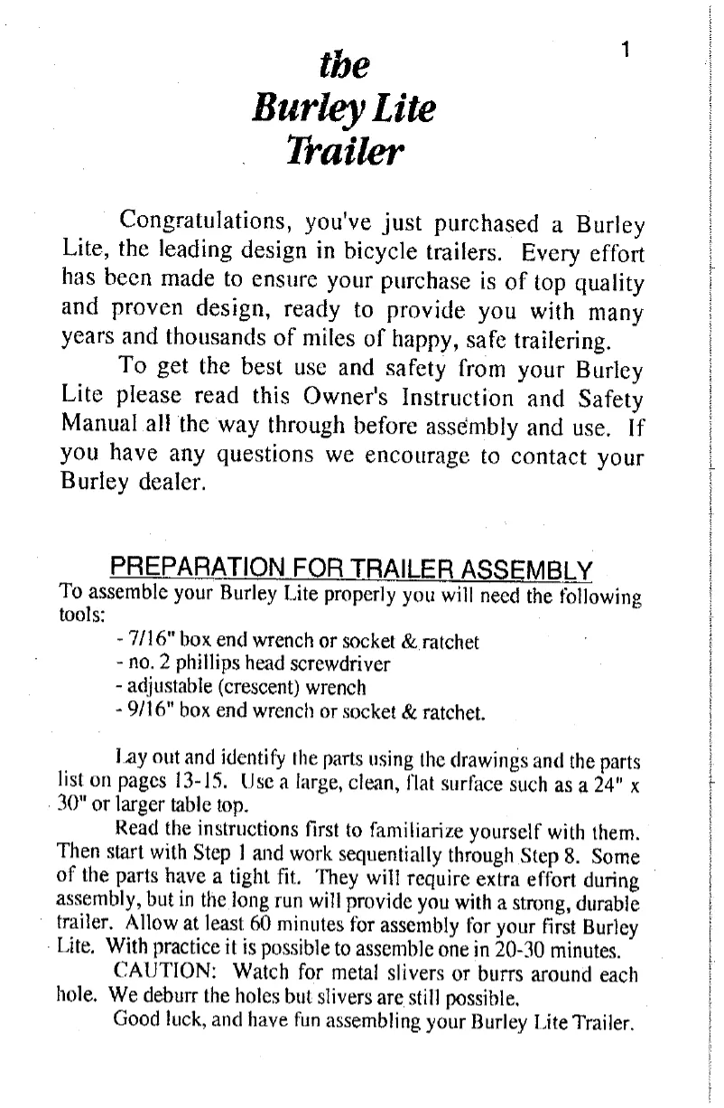 Página 1 del manual Manual de usuario Burley Lite