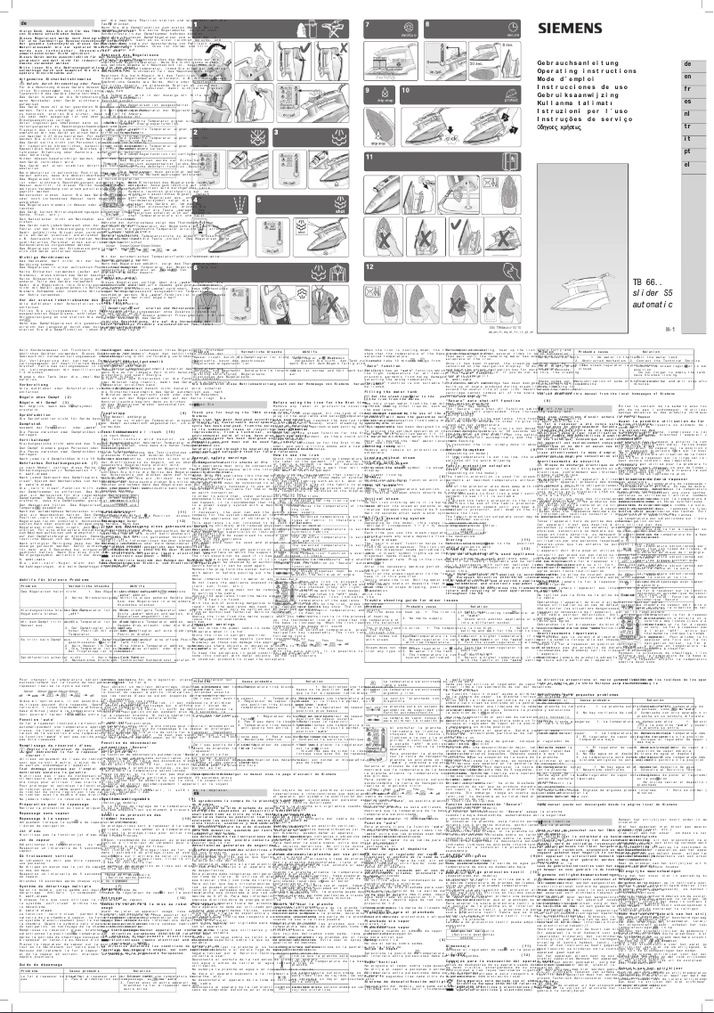 Page n°1 - Manuel utilisateur Siemens slider S5 automatic TB66450