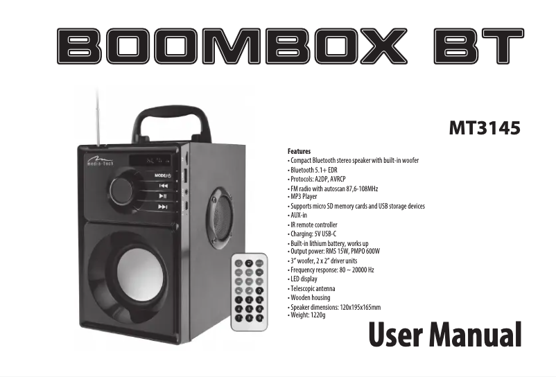 Page n°1 - Manuel utilisateur Media-Tech BOOMBOX BT MT3145