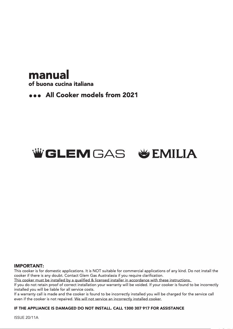 Page 1 de la notice Manuel utilisateur Glem Gas GS965DOPXN