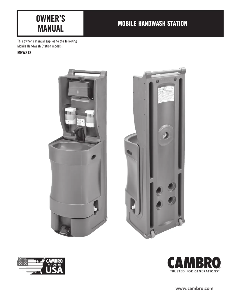 Page 1 de la notice Manuel utilisateur Cambro MHWS18