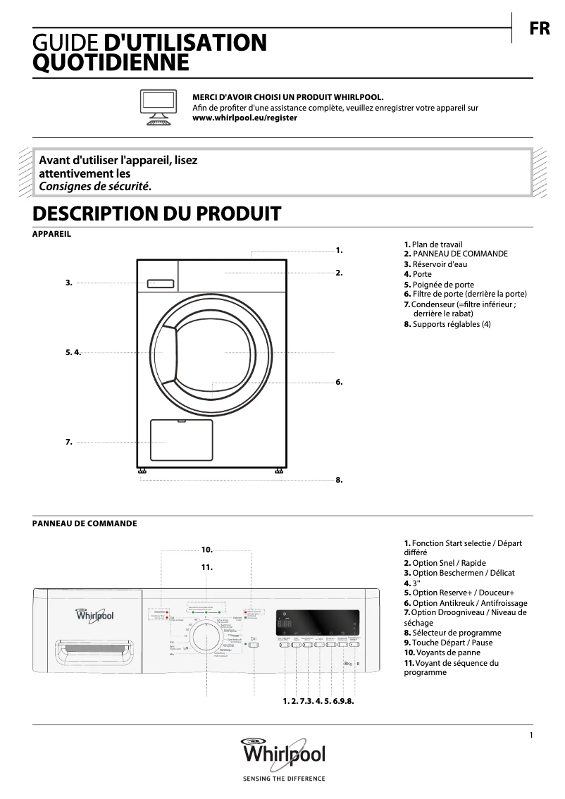 Page n°1 - Mode d'emploi Whirlpool DDLX 80114