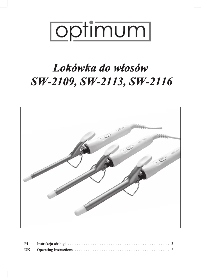 Image de la première page du manuel de l'appareil SW-2116