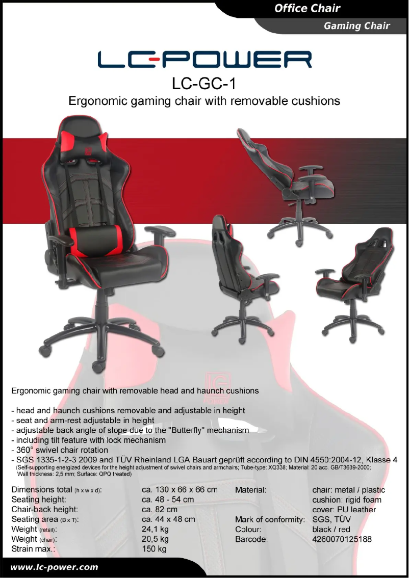 Page 1 de la notice Fiche technique LC-Power LC-GC-1